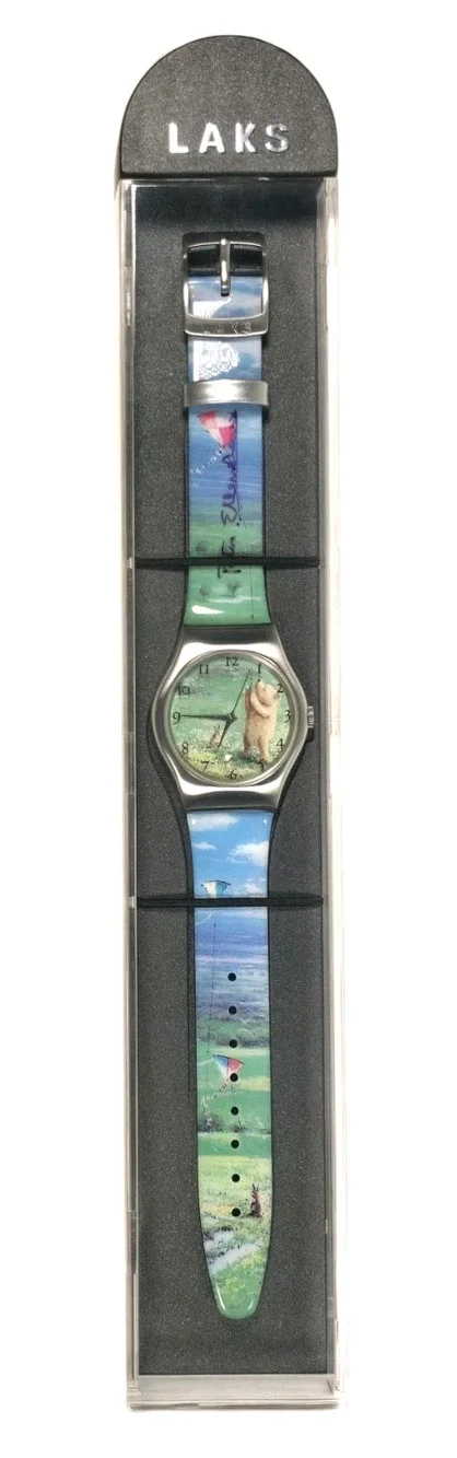 Rare Vintage LAKS Winnie The Pooh Flying A Kite Limited Edition Watch With Case